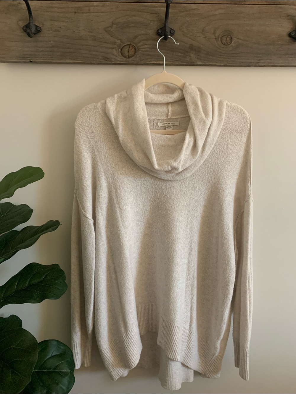 American Eagle Outfitters Cream Cowl Neck Sweater